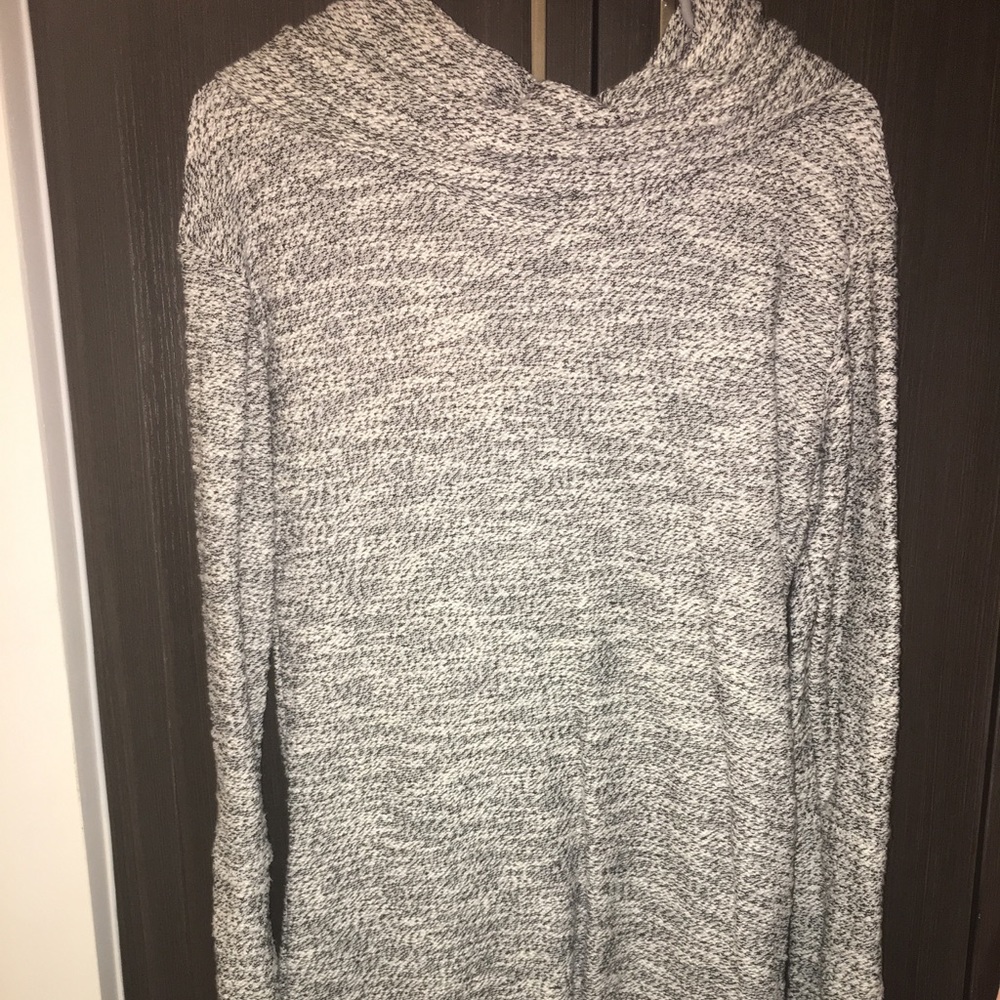 Long gray knit sweater